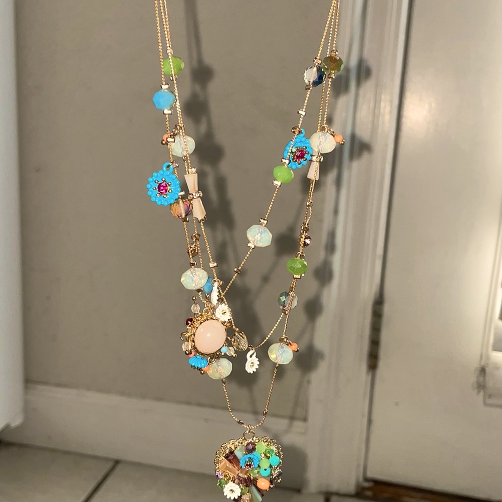 Betsy Johnson Gold layered beaded necklace